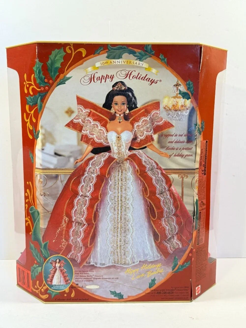 Vintage 1997 Christmas Barbie Happy Holidays Red Lace Dress Unopened NEW
